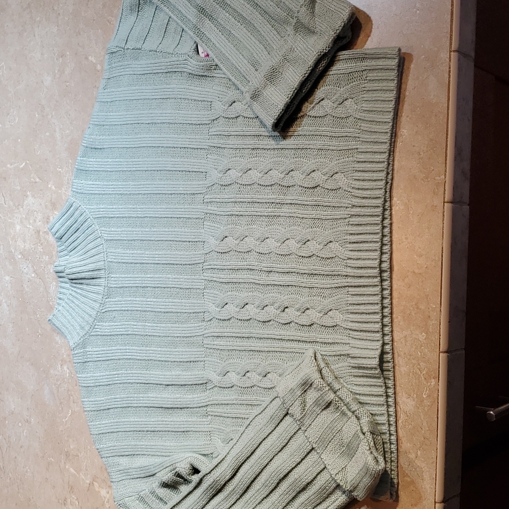 Cotton Emporium Mint Green Mock T-neck Sweater M